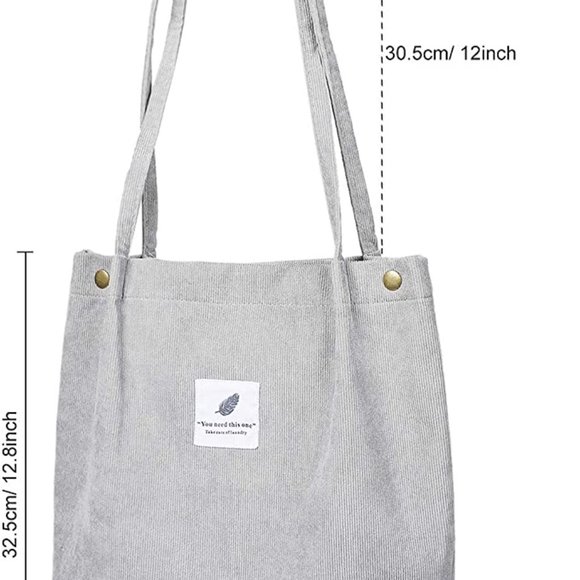 Corduroy Totes Bag - WantGor Women's Shoulder Handbags Big Capacity Shopping Bag - Picture 4 of 4